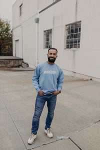 Go and Make (Script) Baby Blue Crewneck