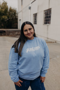 Go and Make (Script) Baby Blue Crewneck